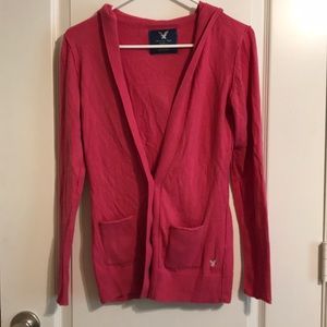 American Eagle Pink Hoodie Cardigan S